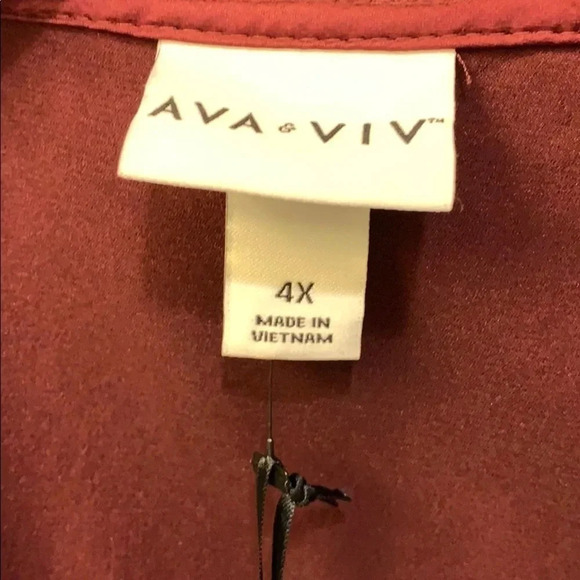 Ava & Viv Ruched Back V-Neck Top 4X New - Picture 5 of 8
